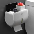 Wandmontierter Toilettenpapierhalter mit oberer Ablage, wasserdichte Papierbox für das Bad. - Einlagiger Leichter Luxusstil / Khaki