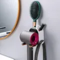 Wandhalterung für Haartrockner in Weiß und Roségold, bohrfreies Badezimmer Regal. - Vergoldeter Halter Faltbarer Stil / Schwarz