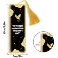 Black and gold acrylic bookmark with golden tassel and dragon design, 15x5cm size. - Tassel Bookmarks / 2mm Transparent Acrylic with Gold Tassel / SQTYU107