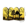 Chinese style gold folding screen miniature desktop ornament detail view showing dimensions. - PF-JM-XFB137
