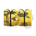 Miniature 4-panel folding screen desktop decoration with traditional crane and pine tree design. - PF-JM-XFB138