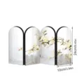 Miniature 4-panel arched mirror screen with elegant floral pattern, delicate desktop decor. - 10mm Black PVC Foam Board + 2mm Acrylic: Boxed / PF-JM-XFB147 Silver