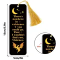 Black acrylic bookmark with gold tassel, featuring elegant quote and dragon silhouette design. - Tassel Bookmarks / 2mm Transparent Acrylic with Gold Tassel / SQTYU112
