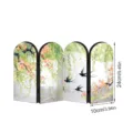 Chinese style mini folding screen desktop ornament acrylic arch decorative table decor 24cm - 10mm Black PVC Foam Board + 2mm Acrylic: Boxed / PF-JM-XFB149 Silver