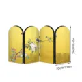 Chinese style four-panel folding mirror screen tabletop ornament with floral bird design. - 10mm Black PVC Foam Board + 2mm Acrylic: Boxed / PF-JM-XFB150 Gold