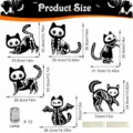 Halloween black cat garden stake size chart showing luminous yard decor and lamp dimensions. - PPDC003: Set of 6