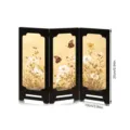 Miniature 3-panel folding screen desktop decorative ornament with traditional Chinese floral art. - PF-XFB013 (Boxed) / 10mm Black PVC Foam Board + 3mm Acrylic