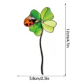 Piquet de plante trèfle à quatre feuilles en verre teinté avec coccinelle pour jardin. - JSTY514