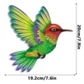 Vista dettagliata della decorazione murale colibrì in metallo colorato, appendiabiti da giardino. - Modello C / Con viti e tubi di espansione (confezione in cartone)
