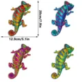 Colorful metal chameleon wall art hanging, iron craft garden and home decoration 4pcs. - JSTY505-A+B+C+D Combo: Single-Sided Printing