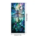 Close-up detail of the stained glass dragonfly window film showing vibrant blue colors and texture. - SBW-BL410 / 45x100cm