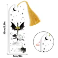 Acrylic bookmark detail view featuring fantasy dragon pattern, 2mm thickness and yellow tassel. - Tassel Bookmarks / 2mm Transparent Acrylic with Gold Tassel / SQTYU121