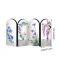 Mini Chinese Style Folding Screen 4 Panels Tabletop Decor Flower Art Acrylic Display - 10mm Black PVC Foam Board + 2mm Acrylic: Boxed / PF-JM-XFB153 Silver