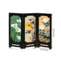 Mini traditional Chinese style folding screen desktop ornament with floral art panels. - PF-XFB017 (Boxed) / 10mm Black PVC Foam Board + 3mm Acrylic