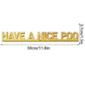 Gold acrylic wall sticker detail view showing funny English text and exact size. - JM1171 (Have A Nice Poo) / Gold