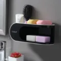 Wandmontierte doppelte Seifenschale Badezimmer Organizer Regal, stanzfreie Ablagehalter. - Standard-Stil (Ohne Haken) / Schwarz
