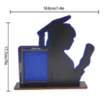 Elegante cornice portafoto di laurea in legno con design a silhouette blu e nera. - BT283: Modello E Blu