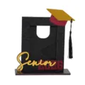 Cornice portafoto di laurea in legno con cappellino e nappina per la stagione 2026. - BT281 verticale: stile B nero, acrilico dorato e nappa nera