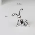 Silberne metallische sitzende Hasen Figur moderne Deko Wohnzimmer Skulptur 4.3x6cm - Liegendes Kaninchen / Silber