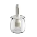Frasco Pincel Aceite Silicona Retráctil Vidrio Transparente Utensilio Cocina Blanco - Blanco