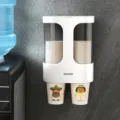 Wandmontierter Pappbecherhalter Doppelrohr Kunststoff Einwegbecher Spender für Küche Büro. - Weiß