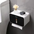 Wandmontierter Toilettenpapierhalter wasserdichte Rollenpapier Aufbewahrungsbox fürs Badezimmer - Schwarz