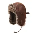 Winter warme Kunstleder Trapper Mütze winddichte dicke Bombermütze für Damen und Herren - Einheitsgröße (55-60cm) / Kaffeebraun