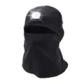 Black fleece balaclava winter face mask with built-in LED headlamp for outdoor cycling skiing - Black