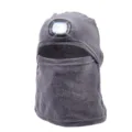 Grey fleece balaclava with built-in LED headlamp for winter outdoor cycling and skiing sports. - Gray
