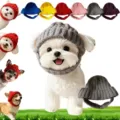 Pet knitted hat winter warm puppy cap cute cat headgear multi-color pet accessories - Gray
