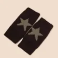 Winter knit star fingerless gloves warm wrist sleeves fashion casual arm warmers for men women - Coffee
