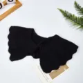 Einfarbiger gestrickter falscher Kragen mit Rüben Puppenkragen Schal Damen Frühling - Schwarz