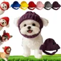 Pet knitted warm hat cute dog cat winter windproof cap multi-color pet apparel accessories - Purple