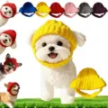 Cute knitted pet hat for dogs and cats, warm winter beanie with ear holes and chin strap. - Yellow