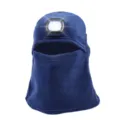 Blue fleece cycling balaclava hat with LED headlamp windproof mask for night rides - Sapphire Blue
