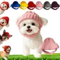 Cute pet knitted hat warm winter cap for small dogs and cats colorful cute pet costume - Pink
