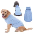 Pull pour chien bleu douillet avec motif torsadé, col roulé chaud pour animaux en hiver. - Bleu clair