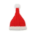 Rode gebreide kerstmuts met witte pluche pompon en rand, warme winterse feestdag muts variant - Kerststijl - Nr. 5 kinderen