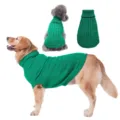 Détail pull pour chien en maille torsadée verte, vêtement d'hiver confortable pour animaux. - Vert Foncé