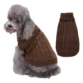 Pull-over pour chien marron en maille torsadée, vêtement d'hiver chaud pour animaux. - XS / Café