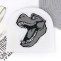 Winter warm knitted beanie hat for women and men, casual dinosaur graphic skull cap white. - M (56-58cm) / White