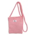 Bolso cruzado de punto rosa para mujer, bolso pequeño informal para teléfono de uso diario. - Rosa