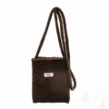 Sac bandoulière décontracté en tricot pour femme, mini sac marron élégant pour le quotidien. - Café