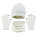 Conjunto gorro bufanda guantes táctiles de punto de invierno blancos para hombre cálido - Blanco