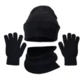 Conjunto de Gorro Bufanda y Guantes de Punto de Invierno para Hombre Negro Model - Negro