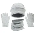 Conjunto de gorro bufanda y guantes de punto gris cálido de invierno para hombres al aire - Gris claro