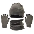 Homme hiver bonnet tricot gants tactile cache-cou ensemble gris foncé très chaud - Gris foncé