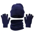 Ensemble bonnet echarpe gants tactiles homme hiver bleu marine chaud et confortable - Bleu Marine