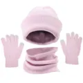 Ensemble bonnet écharpe et gants tactiques d'hiver roses pour femmes chaud et confortable. - Mauve Clair