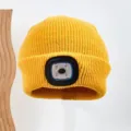 Berretto in Maglia LED Giallo Cappello Caldo Invernale con Lampada Frontale Ricaricabile Sport - Giallo